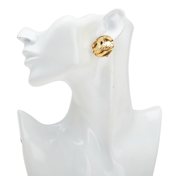 CHANEL Authentic Gold Logo Earrings - Picture 5 of 6